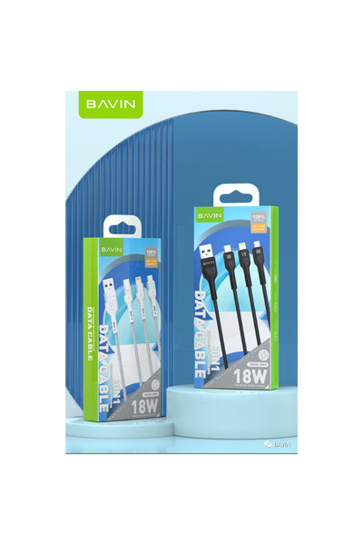 Bavin Tüm Cihazlara Uyumlu Hızlı 18W 1.5MT Çoklu Şarj Aleti Cihazı Kablo Type...
