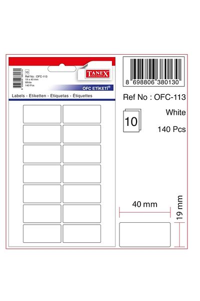 Tanex 10 Πακέτο Λευκό Αυτοκόλλητο Γραφείου - Ofc-113 19x50