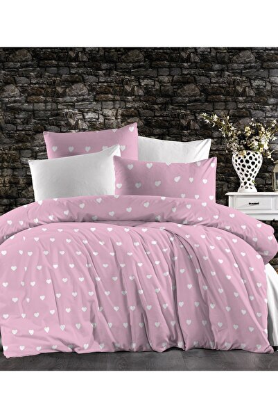 GÖRMEZ TEKSTİL Μονό Βαμβακερό Σετ Παπλωματοθήκης Leyla / PINK FLOOR με Ελαστι...