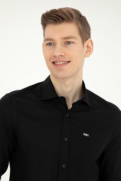 U.S. Polo Assn. Мъжка черна риза с дълъг ръкав 50282608-VR046