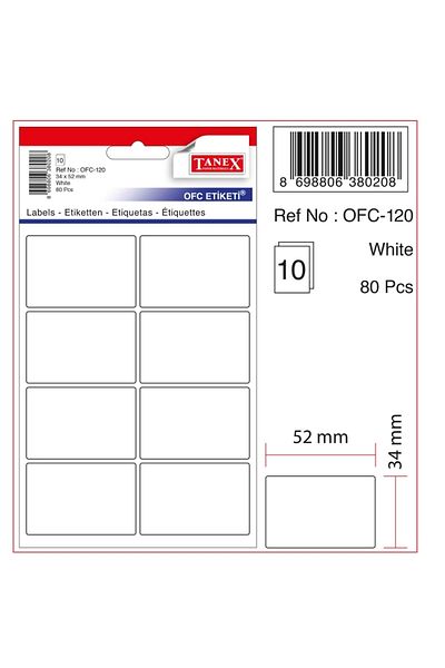 Tanex Ofc-120 34X52 White Office Label 10Pcs