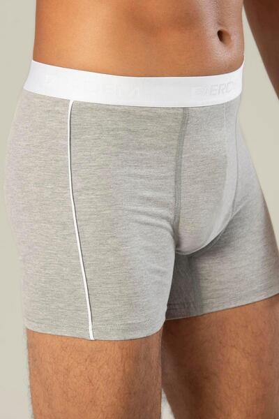ERDEM İÇ GİYİM Erdem Gray Melange Cotton Elastane Long Boxer 1417