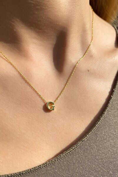 Spossy Silver Jewelry G Harfi Minimal Kolye