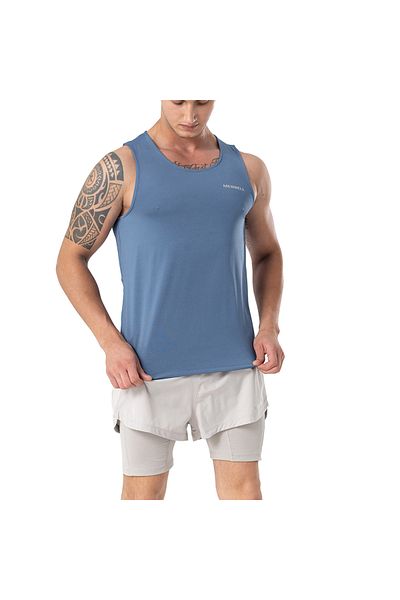 Merrell قميص رجالي بدون أكمام باللون الأزرق من Tome قميص جري للرجال M4tomem