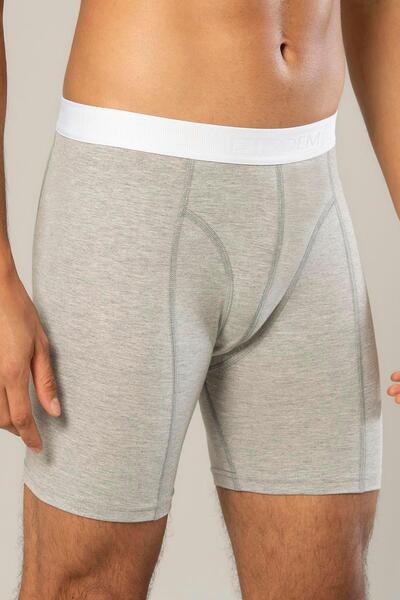 ERDEM İÇ GİYİM Erdem Gray Melange Cotton Elastane Long Boxer 1416