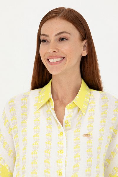 U.S. Polo Assn. Cămașă de damă cu mânecă lungă galben neon -50264128-vr168