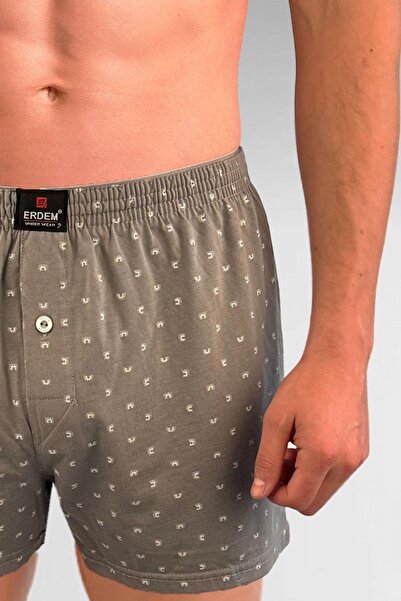 ERDEM İÇ GİYİM Gray Erdem Patterned Combed Cotton Boxer - 1400Yink