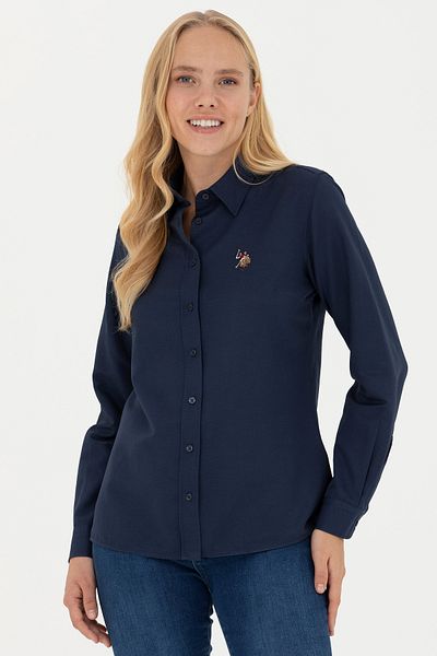 U.S. Polo Assn. Cămașă de bază cu mânecă lungă bleumarin pentru femei 50271935 -VR033