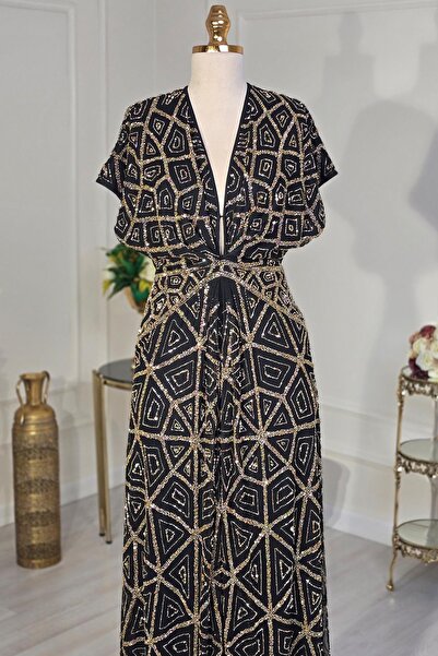 Yonca Moda Evi Gold İthal Abiye 1009