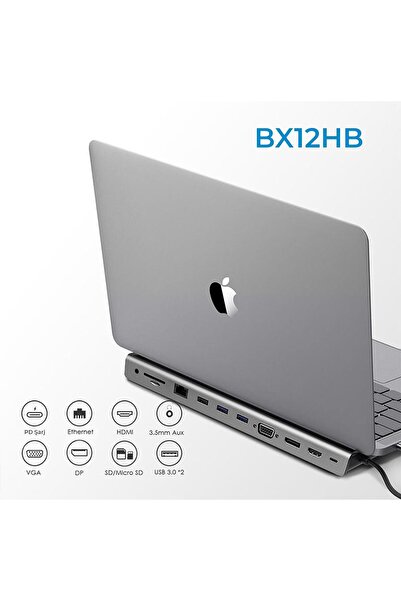 Bix Type-c Hdmı Vga Dp Ethernet Kart Okuyucu Usb Dönüştürücü