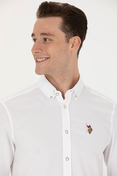 U.S. Polo Assn. Ανδρικό λευκό μακρυμάνικο πουκάμισο Basic 50271292-vr013