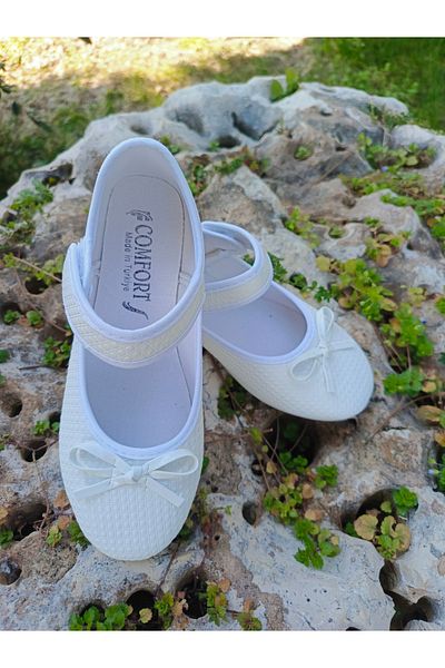 NewOneMall Pantofi de balerină cu talpă ortopedică confortabilă cu velcro pentru fete