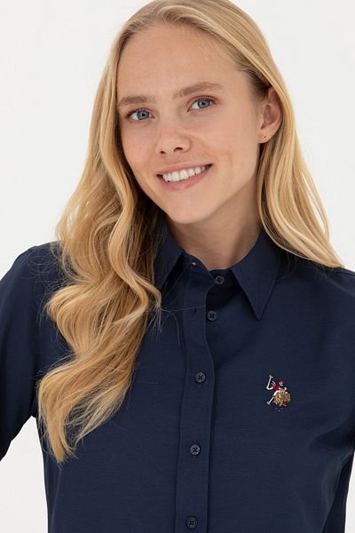 U.S. Polo Assn. Cămașă de bază cu mânecă lungă bleumarin pentru femei 50271935 -VR033