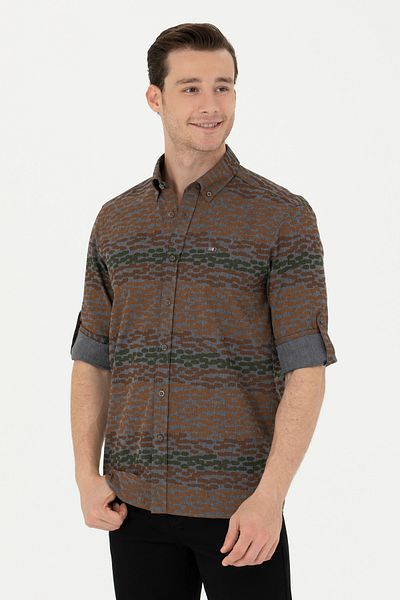 U.S. Polo Assn. Ανδρικό μακρυμάνικο πουκάμισο Anthracite 50272753-VR006