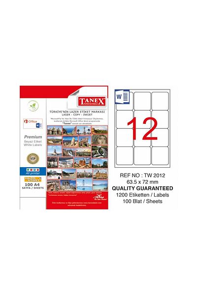 Tanex 63.5x72mm Laser Label - Tw-2012