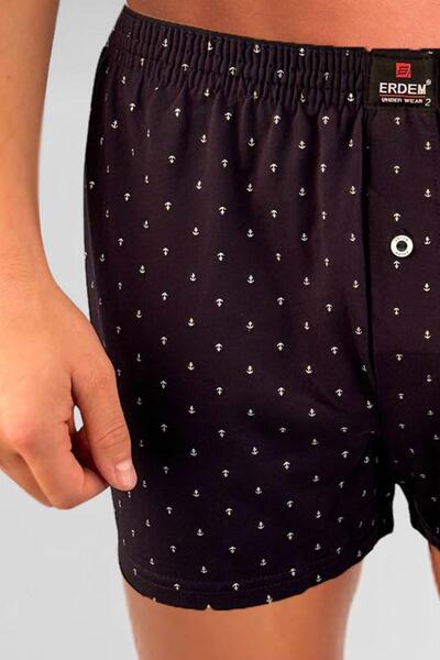 ERDEM İÇ GİYİM Erdem Navy Blue Patterned Combed Cotton Boxers - 1400Ykcp