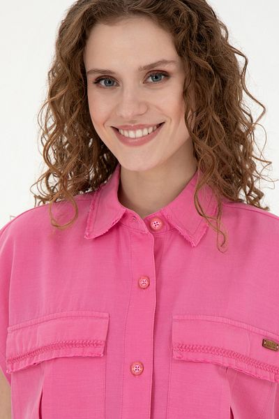 U.S. Polo Assn. Cămașă roz cu mânecă scurtă pentru femei 50263192-VR041
