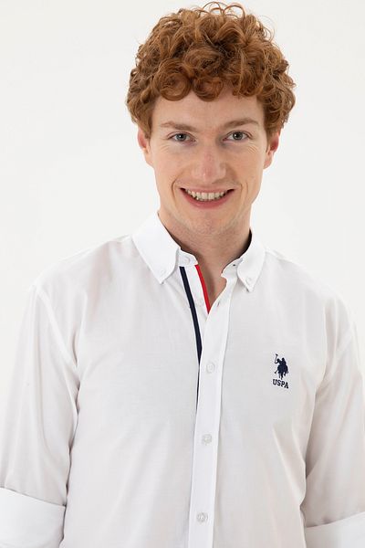 U.S. Polo Assn. Ανδρικό λευκό μακρυμάνικο πουκάμισο 50288312-VR013