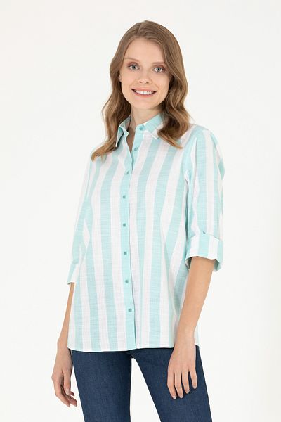 U.S. Polo Assn. Cămașă cu mânecă lungă mentă pentru femei 50263663-VR090