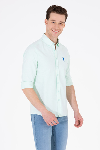 U.S. Polo Assn. Men's Water Green Long Sleeve Basic Shirt 50262980-Vr083