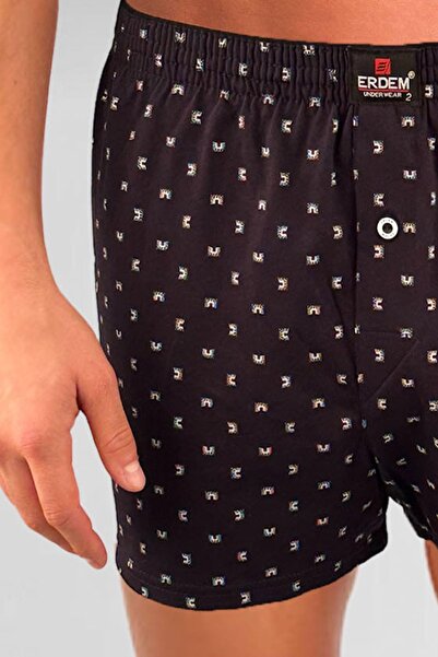 ERDEM İÇ GİYİM Erdem Navy Blue Combed Cotton Boxer - 1400Yink, Printed and Patterned