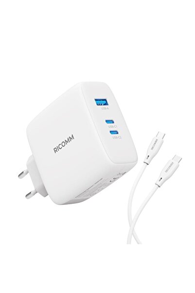Ricomm 100w Gan 3 Portlu Usb-c Usb-a Şarj Aleti Qc5.0 Pd Type-c Hızlı Şarj Cihazı 100w Şarj Kabl