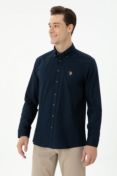U.S. Polo Assn. Мъжка тъмносиня риза с дълъг ръкав, базова 50271277-VR033
