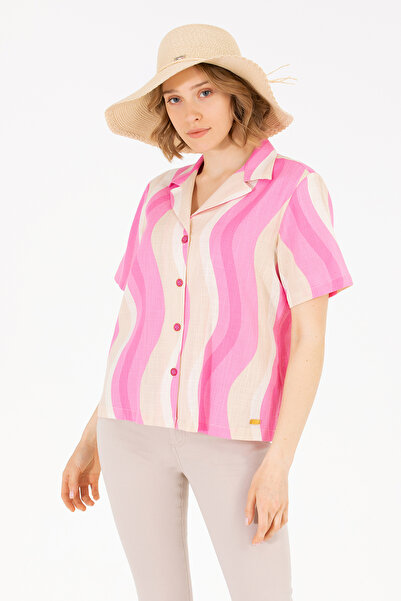 U.S. Polo Assn. Cămașă roz cu mânecă scurtă pentru femei 50267554-vr041