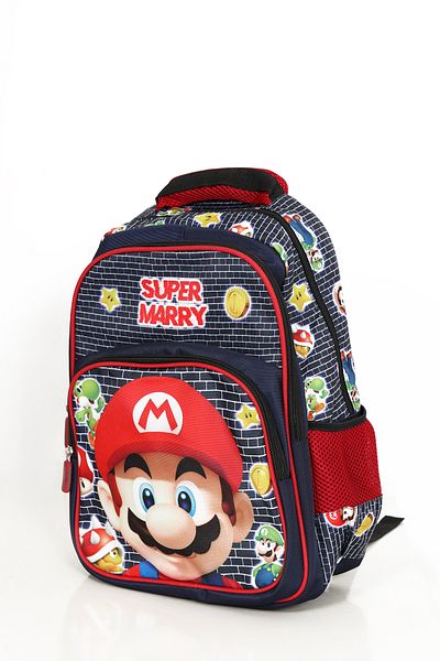 Moricha Set de pix triplu, spate și cutie de prânz pentru școala primară și gimnazială cu imprimeu Super Mario pentru băieți