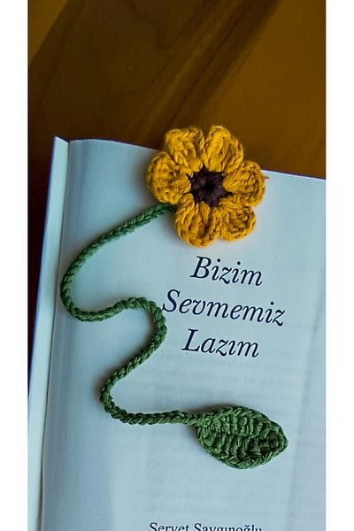DelinaFrida Takı Hediye Green Leaf Colored Plain Knitted Sunflower - Friend Gift Ideas