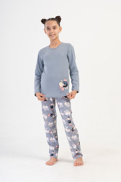VİENETTA Costum de pijama afumat cu 2 fire pentru fete cu maneca lunga C7T0N2O504