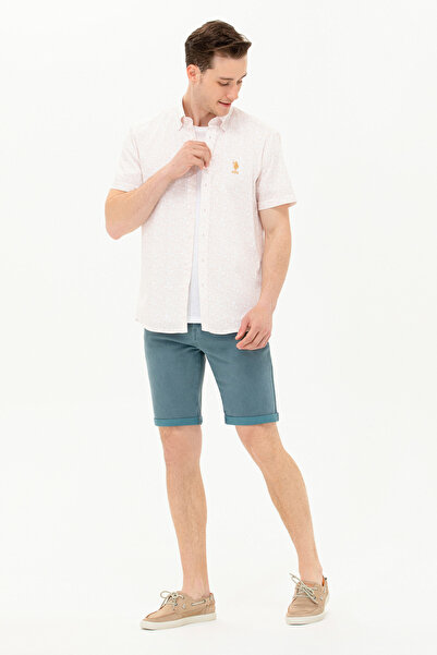 U.S. Polo Assn. Ανδρικό κοντομάνικο πουκάμισο Camel 50264417-VR015