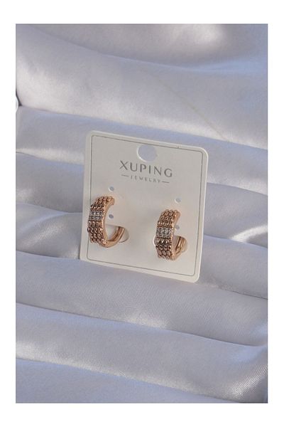 Store XUPING أقراط دائرية مطرزة بأحجار الزركون باللون الوردي