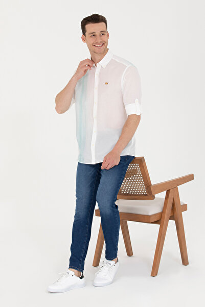 U.S. Polo Assn. Ανδρικό λευκό μακρυμάνικο πουκάμισο 50264069-VR090