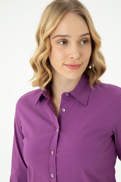 U.S. Polo Assn. Cămașă de damă violet - mânecă lungă, model de bază 50271263 -VR203