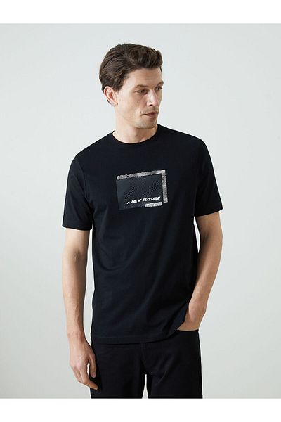 LC Waikiki Tricou pentru bărbați din bumbac pieptănat imprimat cu gât crew din sezonul nou - S55470Z8