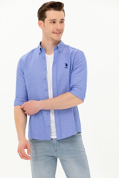U.S. Polo Assn. Ανδρικό μπλε μακρυμάνικο πουκάμισο - Basic Model50262932-VR212