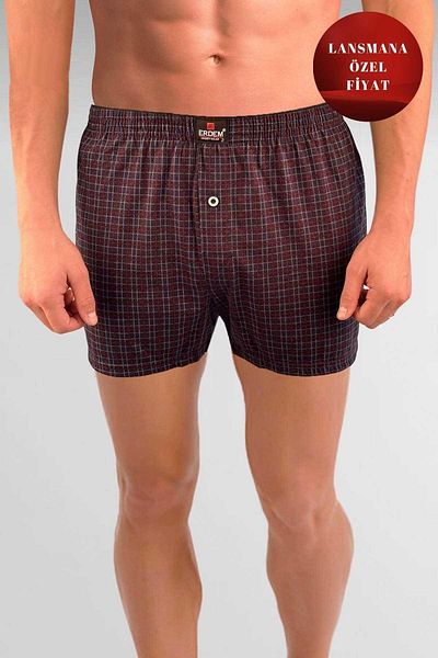 ERDEM İÇ GİYİM Μαύρο εμπριμέ Erdem Combed Boxer - 1400YEKS