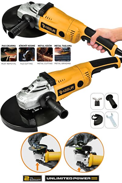 ASSUR 2200w Metal Şanzıman 230 mm Büyük Spiral Taşlama