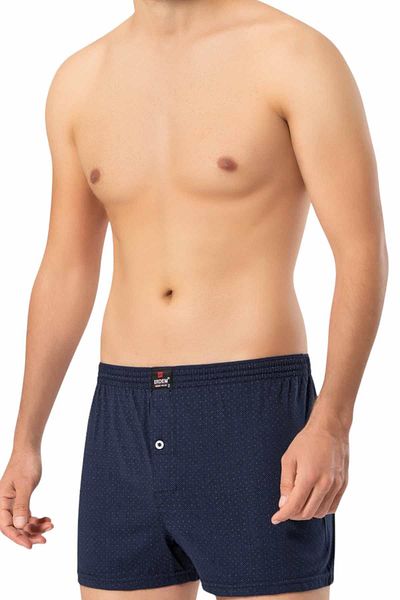 ERDEM İÇ GİYİM Erdem Navy Blue με σχέδιο χτενισμένο βαμβακερό μπόξερ 1400