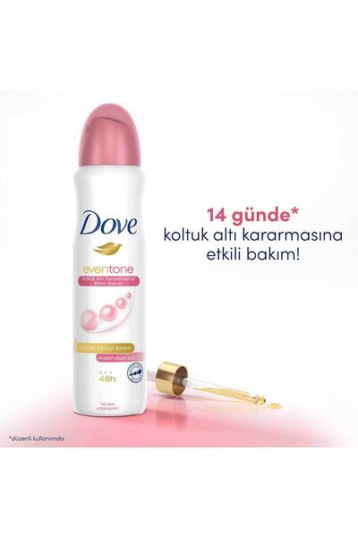 Dove Kadın Sprey Deodorant Eventone 1/4 Nemlendirici Krem Etkili Kalendula Özü 150 ml X3 Adet
