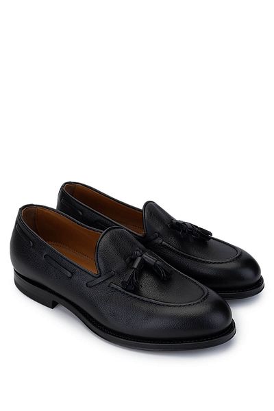 Franceschettı Franceschetti Men's Genuine Leather Black Loafer Shoes