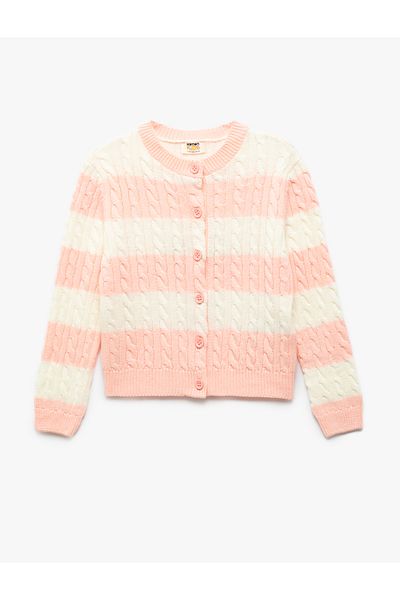 Koton Button Detailed Round Neck Long Sleeve Knitwear Cardigan