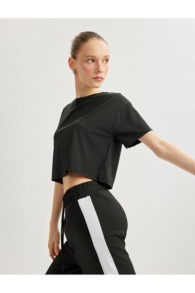 Koton Short Sleeve Crew Neck Comfortable Fit Crop Sports T-Shirt
