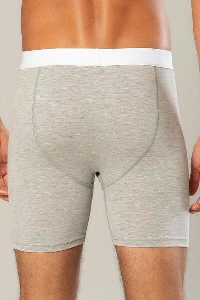 ERDEM İÇ GİYİM Erdem Gray Melange Cotton Elastane Long Boxer 1416