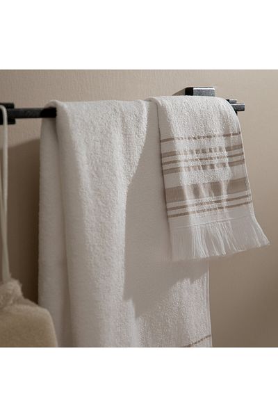 Chakra Derin Hand Towel 30x50 cm Beyaz-Beige