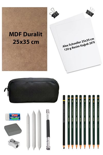 ACUTO Alex Schoeller 25x35 cm Painting Paper 20 Pieces Duralite Sketch Drawing Set Double Eyed Pen Holder Charcoal