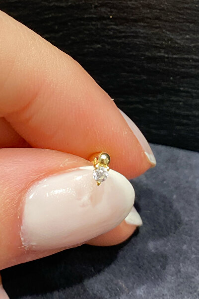 La femme by begum Top ve Beyaz Tektaş Gold Gümüş Piercing,helix,conch,tragus,flat