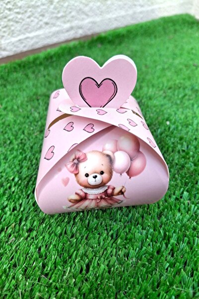 Emtory Home 25 Adet Balonlu & Kalpli Ayıcık Model Kalpli Şeker Kutusu - Lokum Kutusu - Mevlid Hediyelik