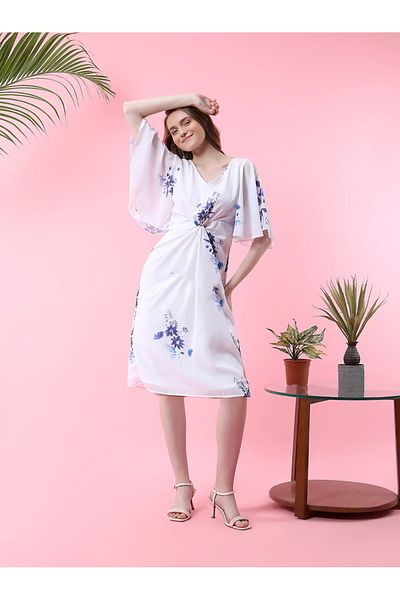 Mish By Styli فستان ميدي بطبعة زهور وتفاصيل عقدة ملتوية